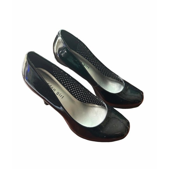 Madden Girl Round Toe Black Patent Pump Shoes Size 7 - Picture 1 of 10